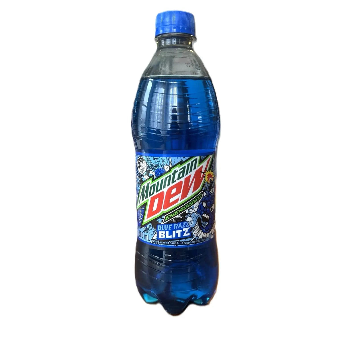 Mountain Dew Blue Razz Blitz – Sour Blue Raspberry Mountain Dew Soda 600mL (Australia)