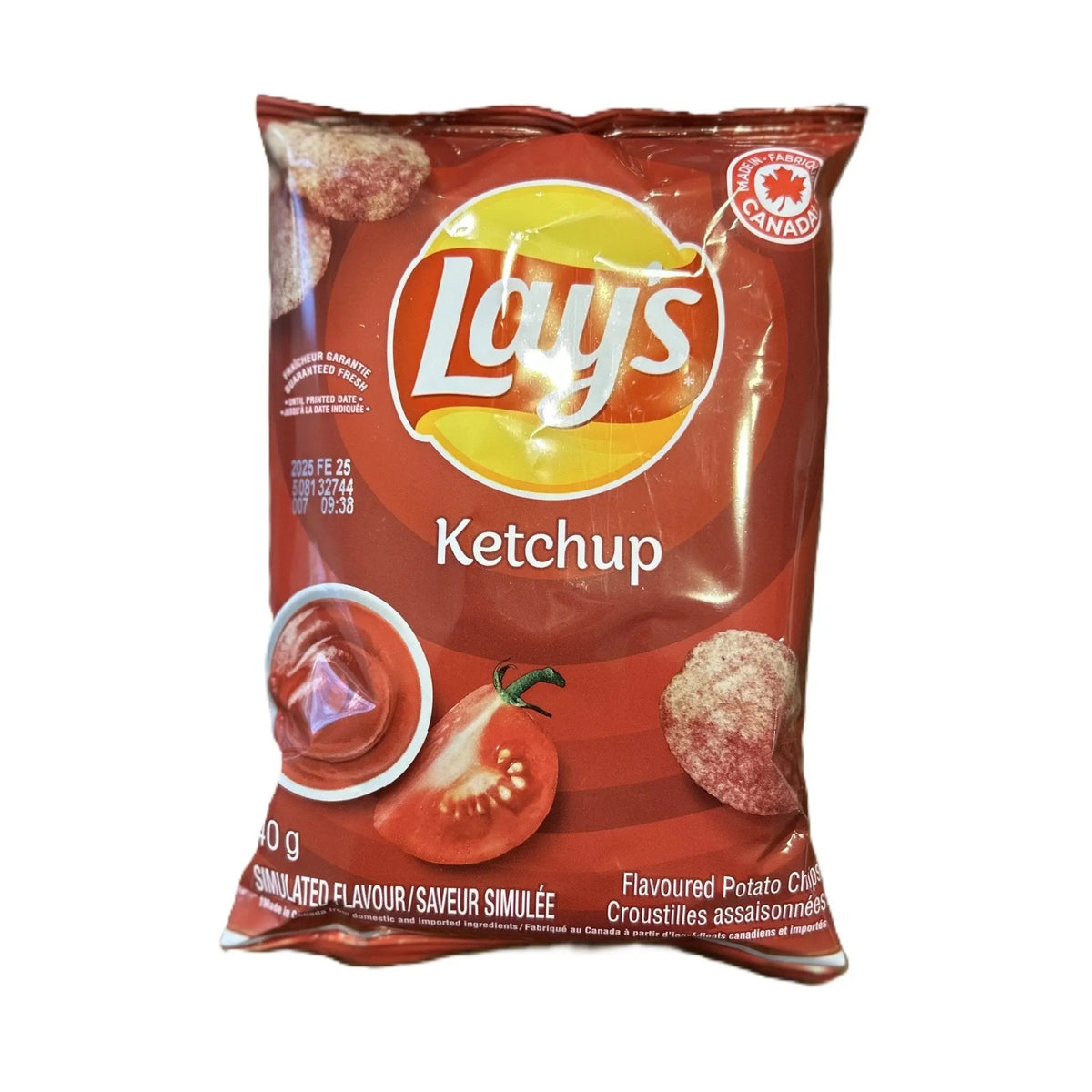Lay’s Ketchup Flavor – Classic Canadian Ketchup Potato Chips 60g Bag (Canada) Best By 02-December -2025