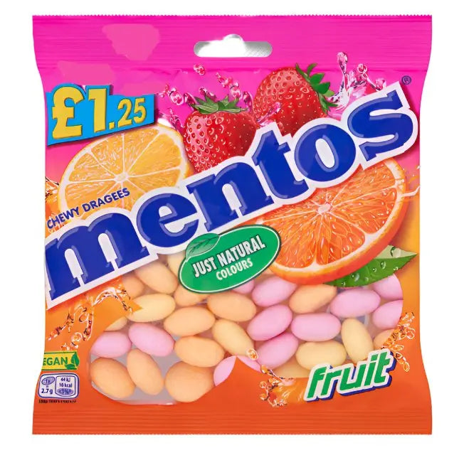 Mentos Fruit Bag – Assorted Fruit Chewy Candy 135 g PMP (UK)